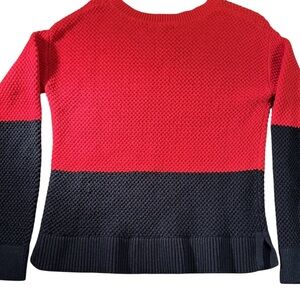 Banana Republic XL Red & Black Colorblock Knit Sweater – Chunky Cozy Cotton